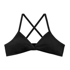 Black Ribbed Strappy Bralette